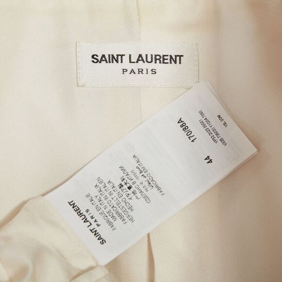 SAINT LAURENT 2023 cream multi silk blend satin lapel tuxedo blazer IT44 XS